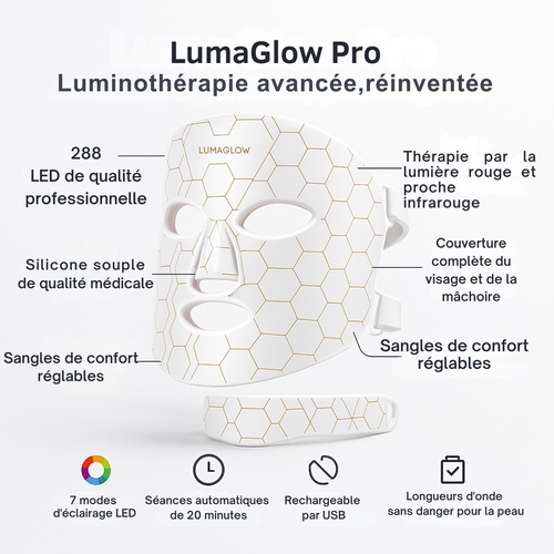 LumaGlow Masque LED 7 Couleurs – Thérapie Lumineuse pour une Peau Radieuse
