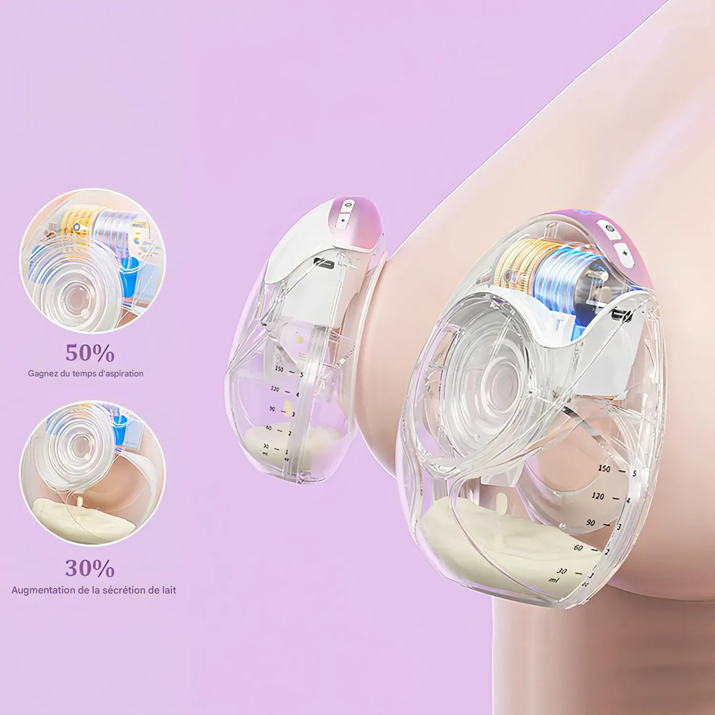 Tire-lait portable NurturaFlow – Mains libres, silencieux et rechargeable