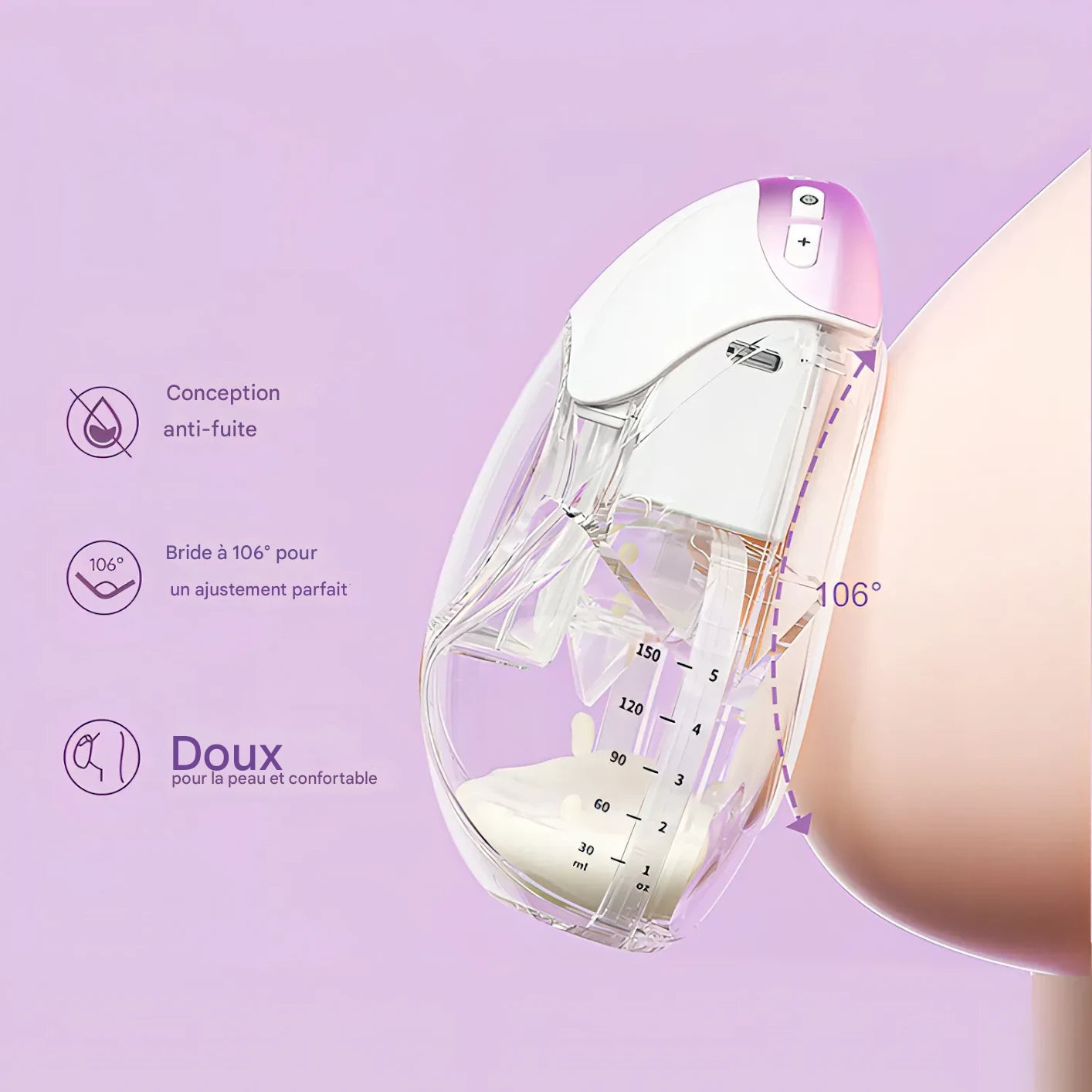 Tire-lait portable NurturaFlow – Mains libres, silencieux et rechargeable