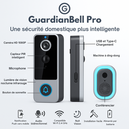 GuardianBell Pro Sonnette AI avec vision nocturne