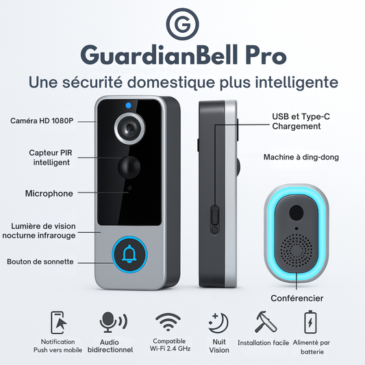 GuardianBell Pro Sonnette AI avec vision nocturne