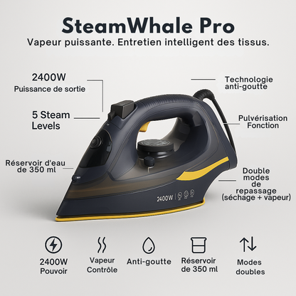SteamWhale Pro – Fer à vapeur anti-goutte 2400 W