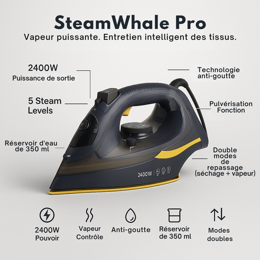 SteamWhale Pro – Fer à vapeur anti-goutte 2400 W