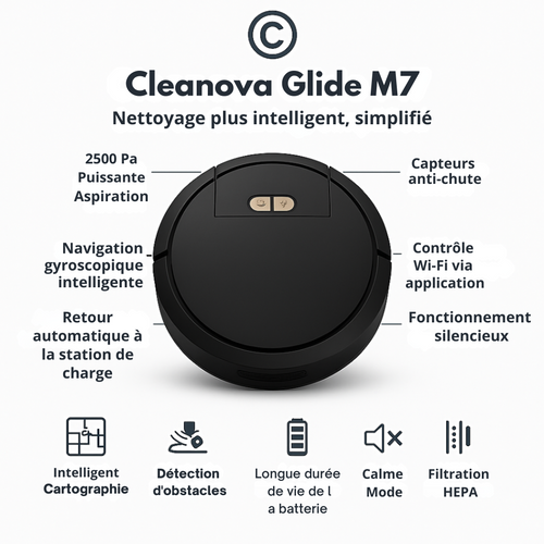Cleanova Glide M7 – Aspirateur Robot Intelligent