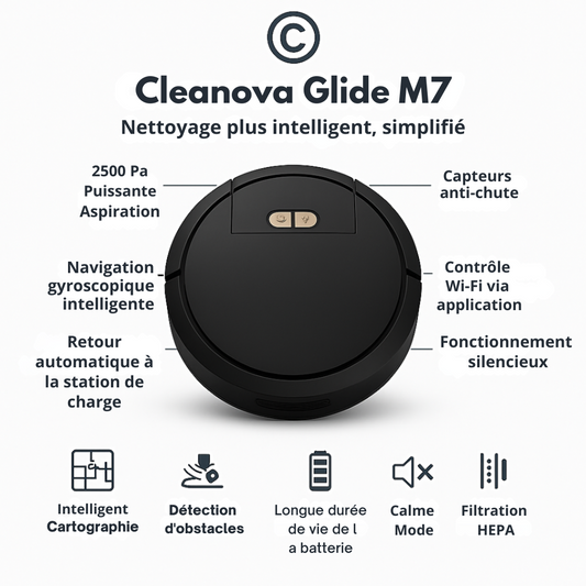Cleanova Glide M7 – Aspirateur Robot Intelligent