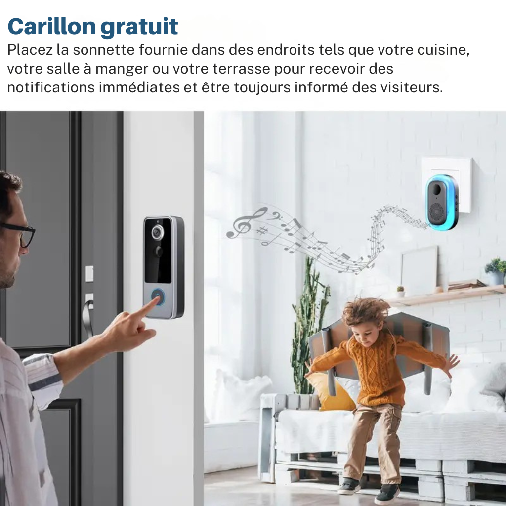 GuardianBell Pro Sonnette AI avec vision nocturne