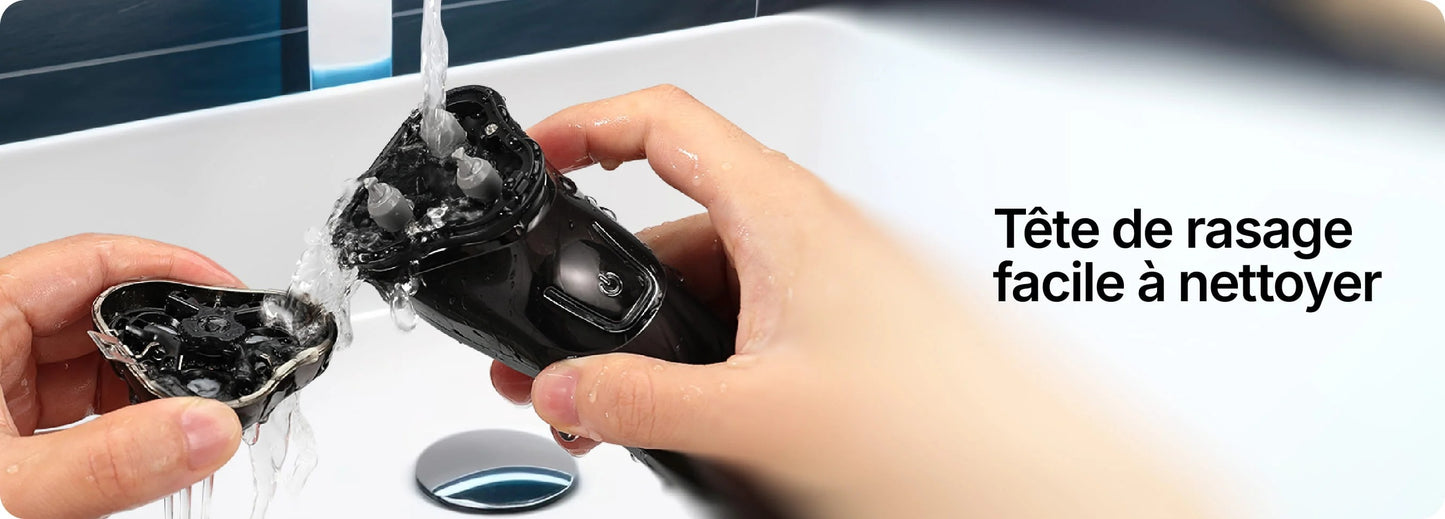 Vironix™ V1 Pro Rasoir Électrique 4D – Rasoir Rotatif Étanche avec Lames de Précision et Tondeuse Intégrée